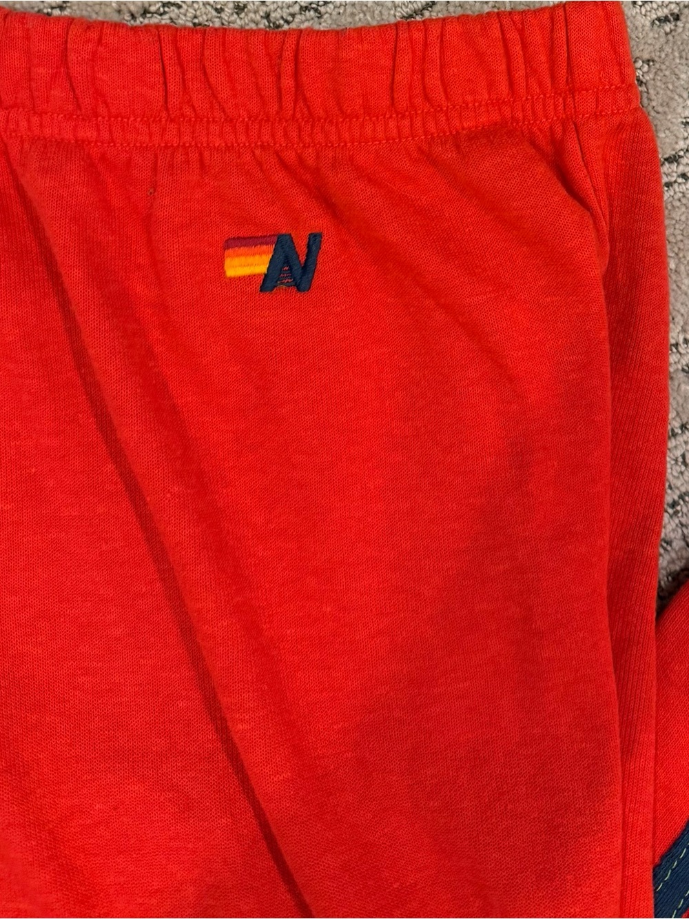 Aviator Nation Red Kids Sweatpants with Rainbow Side Stripes - Picture 4 of 12